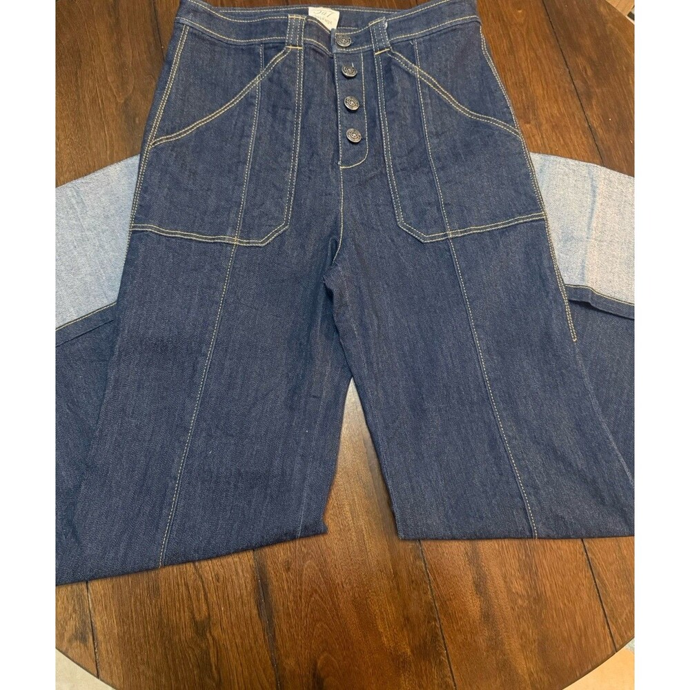 High-Rise Cuffed Wide-Leg Jeans in Dark Indigo - Picture 2 of 7